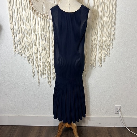 Agnona Navy Blue Silk Cotton Knit Dress 44 - Picture 3 of 11